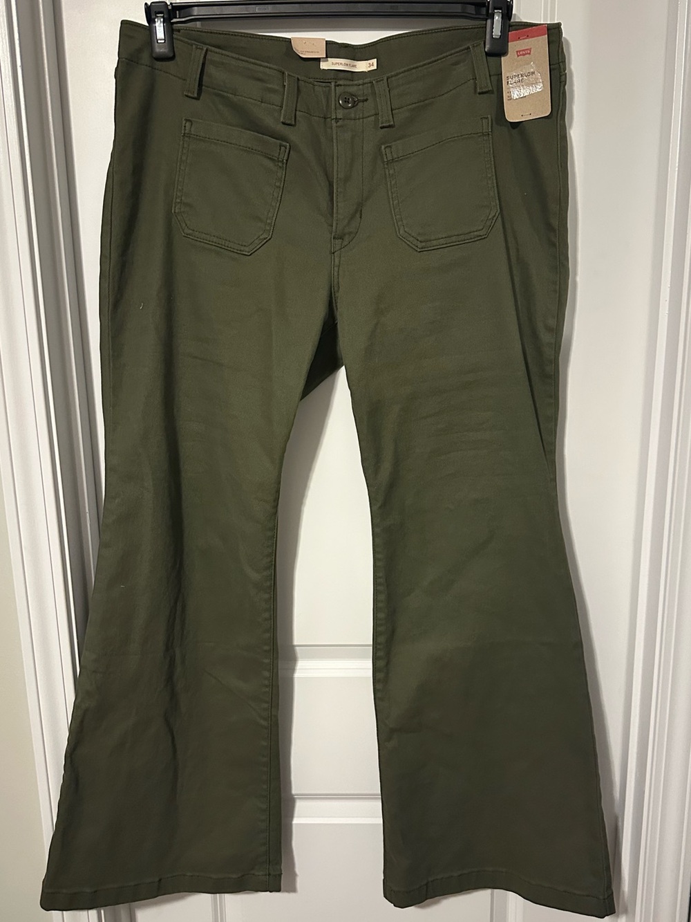 Levi's Olive Green Flared Leg Jeans - Picture 1 of 4